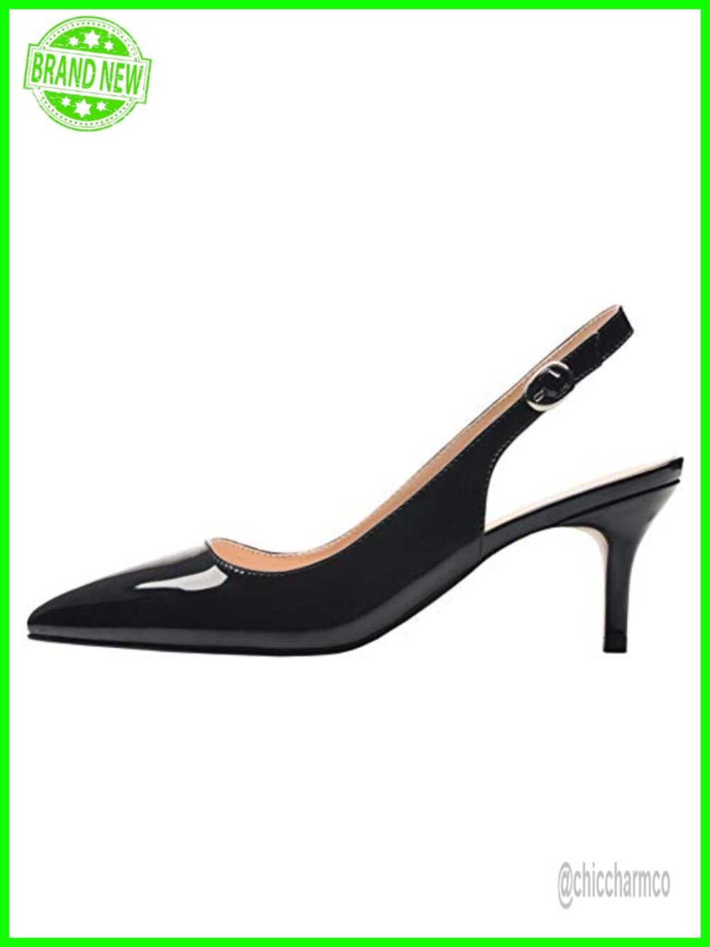 Slingback Kitten Heel Pointed Toe Closed Toe Dress Pumps Faux Leather